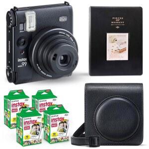 후지필름 인스탁스 미니 99 인스턴트 카메라 빈티지 블랙. + 밸류 팩(40매) 셔터 액세서리 번들, 스타일 호환 휴대용 케이스, 블랙 포토 앨범 64 포켓 포함