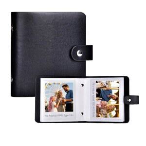 52 포켓 미니 사진 앨범, 폴라로이드 600 /i형 /SX-70 인스턴트 필름 & 후지필름 인스탁스 와이드 300 /400 사진, PU 가죽 커버 3.5x4.25 인치 그림책, 블랙