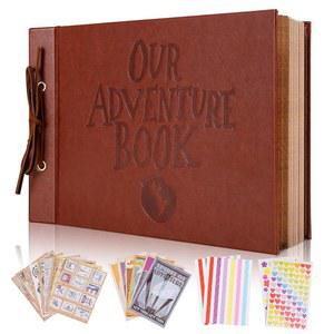 우리 어드벤처북 스크랩북 사진 앨범, 커플 선물용 80페이지 분량의 3D 엠보싱 워드 가죽 메모리북, 기념 결혼식, 발렌타인 데이