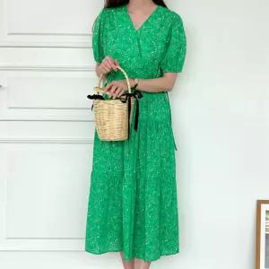 [시즌오프]브이넥 랩 레이어드 플리츠 롱 원피스_5