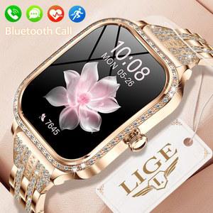 여성용 LIGE 스마트 시계 방수 블루투스 통화 피트니스 트래커 Smartwatch Mujer 디지털 여성 심박수 모니터 심박수/수면 모니터/보수계/칼로리