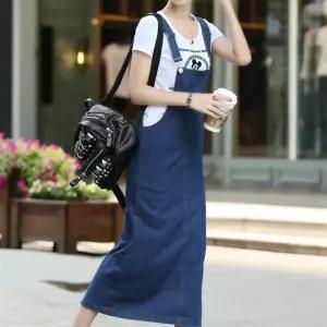 [시즌오프]여유핏 가볍고 시원한 멜빵 캐주얼 데님 롱원피스_5