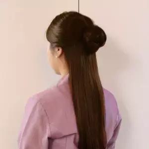 [하프클럽/]밝은갈색 머리끈 가발 올림머리 똥머리