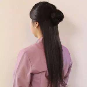 [하프클럽/]머리끈 똥머리 가발 자연갈색 올림머리