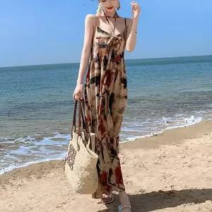 [하프클럽/]끈나시 브이넥 패턴 원피스 LLD173 원피스 홀터넥 여름 탑 브이넥