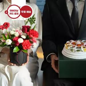 카네이션 센터피스+백년초 떡케이크 꽃배달 꽃배송