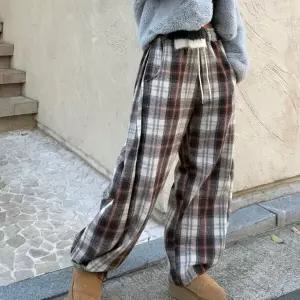 [클리어런스]넓은 고무줄 투웨이버튼 윈터 기모체크바지 바지_5
