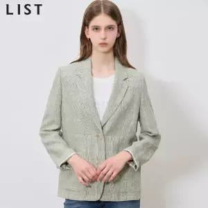 [리스트(LIST)] 최고급 프리미엄라인 린넨 100 글렌 체크 재킷 (택가격: 478000원)