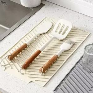 싱크대 676RHJ32 트레이 매트 그릇 드라잉 아이보리 실리콘 식