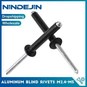 NINDEJIN 10-50pcs 블랙 블라인드 리벳 팝 M2.4 M3 가구용 알루미늄 버섯 헤드 맨드릴