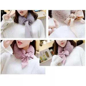 직장인 러블리 토끼털 리본 여자 퍼 목도리 와이드퍼 블랙 생일선물