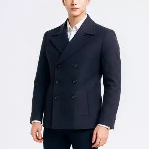 [디바옴므]겨울 더블 숏 모직 코트 정장 세미 피코트 하프 싱글 모직