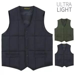 [디바옴므]겨울 사각 경량 패딩조끼 브이넥 작업복 단추 돗도