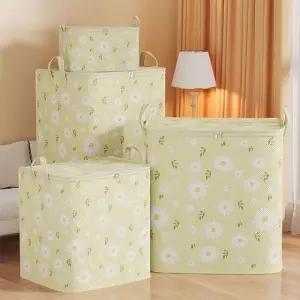 [2+2] 데이지꽃 대용량 리빙박스 패브릭 옷/이불정리함 100L