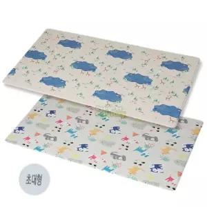 PVC 쿠션 양면 층간소음 방지 거실 놀이매트 리틀쉽 화이트블루 140X225 초대형 양면매트
