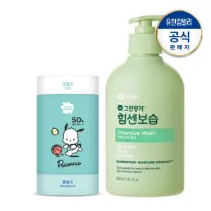 그린핑거 포차코 데일리&물놀이 2in1 선스틱 22g+힘센보습 인텐시브 워시300ml