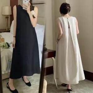 [하프클럽/옷자락]여자 휴양지 바캉스 편안한 린넨 민소매 원피스