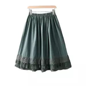 레이어드 속치마 3단 롱 스커트 캉캉 면치마 레이스 자수 망사 슬립 플리츠