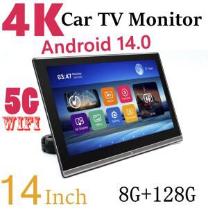 카플레이 모니터 다기능 헤드레스트 차량용 비디오 플레이어 14 인치 4K 안드로이드 128G 5G 와이파이 자동차 TV 블루투스 HDMI FM 미러링 링크