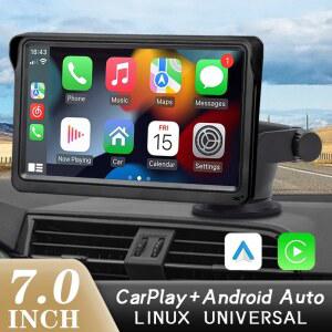 카플레이 모니터 자동차 멀티미디어 비디오 플레이어 CarPlay 안드로이드 오토 라디오 7인치 휴대용 터치스크린 USB 후방 카메라용 AUX