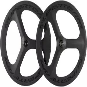 슈퍼팀 로드 바이크 3 스포크 휠셋 70mm 클린처 카본 매트 마감 처리