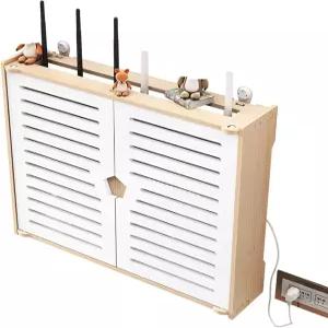 MTSYXYM 라우터 보관함 벽걸이 WiFi 박스 하이더 모뎀 케이블 커버 가정 및 사무실용 더블 데크 선반.