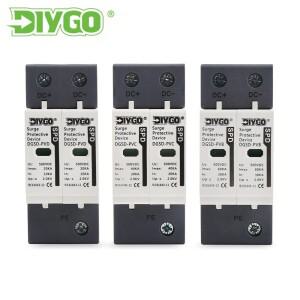 DIY GO 2P SPD DC 500V/600V/800V/1000V 10KA~20KA 30~60KA 가정용 서지 보호기 저전압 피뢰기