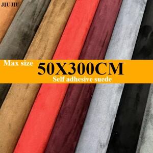 최대 50x300cm 자가 접착 가죽 스웨이드 패브릭 벨벳 천 도어 패널 AB 기둥 DIY 공정 자동차 리모델링용