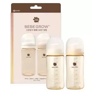 그린핑거 베베그로우 PPSU 트윈팩 크림베이지 280ml(노꼭지)