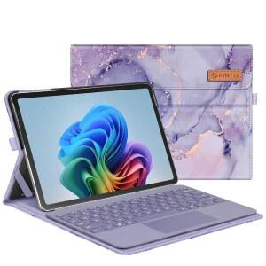 [미국배송] 마이크로소프트 서피스 프로 12인치 1판용 핀티 케이스(2025) 포켓 및 스타일러스 홀더가 있는 멀티 앵글 뷰 포트폴리오 비즈니스 커버 타입 커버 키보드(릴락 마블)와 호환 가능