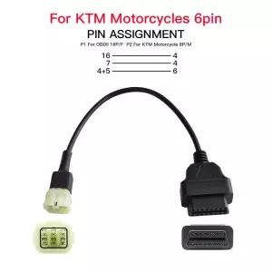 KTM 오토바이 Motobike 6Pin 용 Obd2 커넥터 Yamaha/Honda/Harley/Ducati/Kawasaki 자동 도구 모토 연장