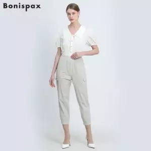 보니스팍스 밑단 밴드 세미배기 밴딩 팬츠-