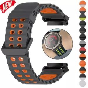 Amazfit 시계용 마린 밴드 T-rex 3/2/T-Rex/T Rex Pro 통기성 스포츠 팔찌용 울트라 투톤 탄성 실리콘 스트