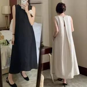 [다잇템]여자 휴양지 바캉스 편안한 린넨 민소매 원피스