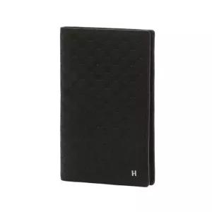 헤지스 액세서리 26SS [KINGTON] 블랙 로고패턴 소가죽 장지갑 HJWA6E822BK