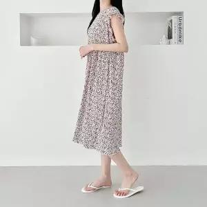 [하프클럽/]냉주름 프릴어깨 롱원피스 여름 여성스런 나시원피스