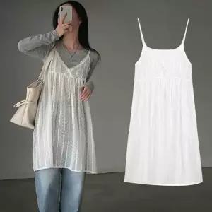 [하프클럽/]시스루 레이어드 원피스 롱나시 여름 뷔스티에 패션나시