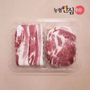 [농협안심한돈][냉장] 국내산 돼지 삼겹살+목살 반반 구이용 (300g+300g/총 600g)