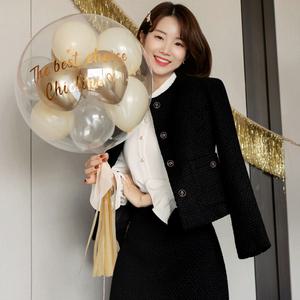 [시크라인] 블랙로지 트위드 셋업 자켓/빅사이즈여성정장세트