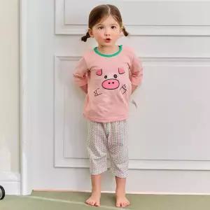도트피그 칠부내의 무형광 국내원단 유아 아동 실내복 상하의세트 아기선물
