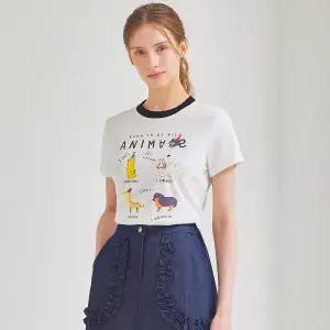 [롯데백화점]매긴 니팅 넥 일러스트 티셔츠_PBMF5M3TS6691