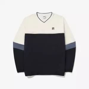 [휠라](대구신세계)[FILA] 컬러블럭 브이넥 우븐 맨투맨 (FS2POG3104X_SWH)