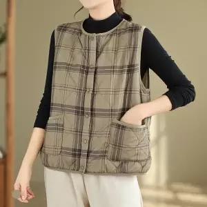 화세 누빔패딩체크베스트_HL5WVT003C