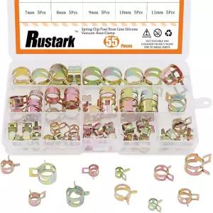 Rustark 55Pcs 스프링 밴드형 액션 연료 라인 실리콘 진공 호스 파이프 클램프 저압 에어 클립 패스너 모음