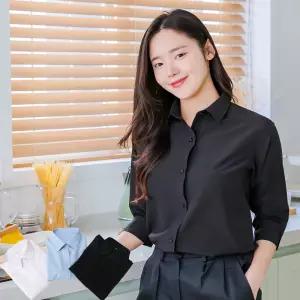 여성 7부 셔츠 블라우스 스판 유니폼 매장 근무복 식당 단체복 빅사이즈 자수가능