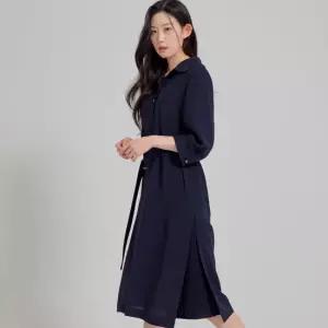 [지센] 카라넥 사이드 플리츠 튜닉형 원피스 LFOPP303_DN