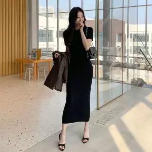 [미나그램] 네리 반팔 골지 롱원피스