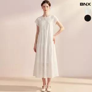 여성 플라워 펀칭 캉캉 롱 원피스