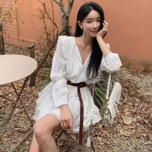 [미나그램] 모아 프릴 캉캉 블라우스원피스 벨트세트