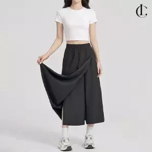 여성 여름 데일리 9부 와이드 언발 랩 스커트 팬츠 찰랑 치마바지 LDM530